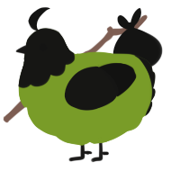 A chartreuse and black chicken with a head pattern