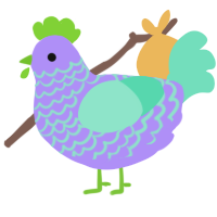 A lilac and mint chicken with a lace pattern