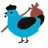 A cerulean and black chicken