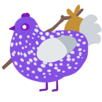A blurple and mist chicken with a speckle pattern