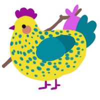 A yellow and sea chicken with a speckle pattern