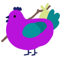 A amethyst and teal chicken