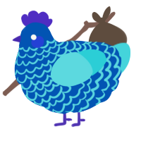 A ultramarine and aqua chicken with a lace pattern