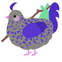 A ash and indigo chicken with a speckle pattern