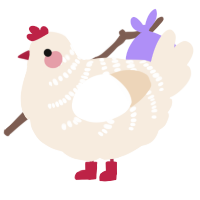 A cream chicken with a half-bar pattern