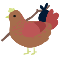 A brown and red chicken with a half-lace pattern