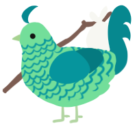 A spring and teal chicken with a lace pattern