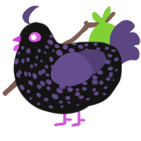 vorple, a black and overcast chicken with a speckle pattern