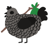 A grey and sable chicken with a lace pattern