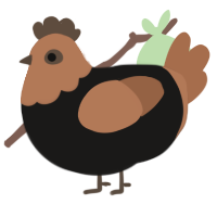 A sable and brown chicken with a head pattern