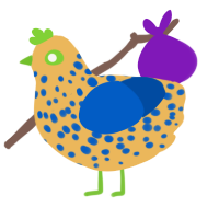 A honey and ultramarine chicken with a speckle pattern