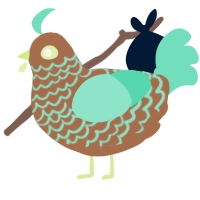 A brown and mint chicken with a lace pattern