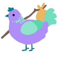 A lilac and mint chicken with a neck-speckle pattern