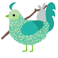A gluppy and turquoise chicken with a double-lace pattern