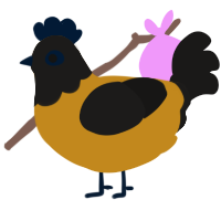 A ochre and sable chicken with a head pattern