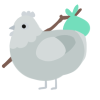 A silver chicken with a head pattern