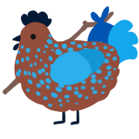 A russet and sky chicken with a speckle pattern