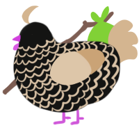 Binah, a black and beige chicken with a lace pattern
