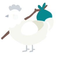 A white chicken with a head pattern