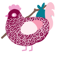 Strawberry Jelly, a maroon and rose chicken with a double-lace pattern