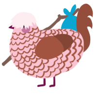 A rose and russet chicken with a lace pattern