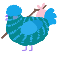 A teal and sky chicken with a bar pattern