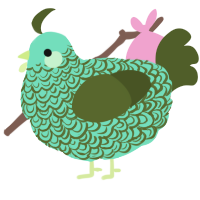 A mint and olive chicken with a double-lace pattern