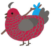 A crimson and grey chicken with a lace pattern