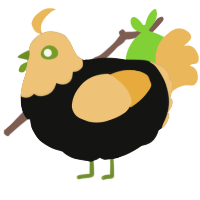 A black and honey chicken with a head pattern