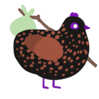 A sable and russet chicken with a speckle pattern