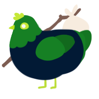 A tumblr and leaf chicken with a head pattern