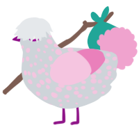 A mist and pink chicken with a speckle pattern