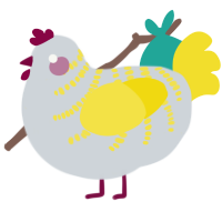A mist and yellow chicken with a half-bar pattern