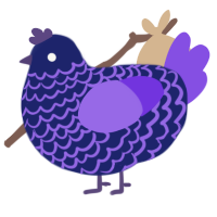 A navy and blurple chicken with a lace pattern