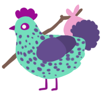 A mint and overcast chicken with a speckle pattern