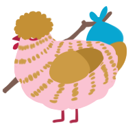 A rose and gold chicken with a bar pattern
