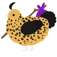 A honey and sable chicken with a speckle pattern