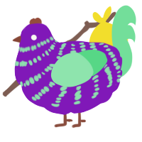 A violet and spring chicken with a bar pattern