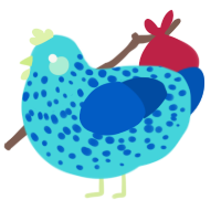 A aqua and ultramarine chicken with a speckle pattern