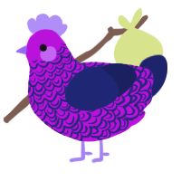 A amethyst and navy chicken with a double-lace pattern