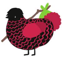 A black and crimson chicken with a lace pattern