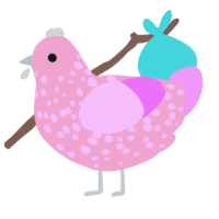 is this a bird, a pink and lavender chicken with a speckle pattern