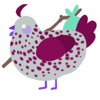 A silver and wine chicken with a speckle pattern