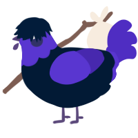 A tumblr and indigo chicken with a head pattern