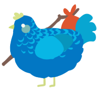 A sapphire and cerulean chicken with a half-lace pattern