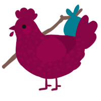 A maroon chicken with a speckle pattern