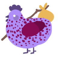 A lilac and wine chicken with a speckle pattern