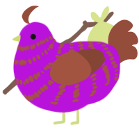 紫电, a amethyst and russet chicken with a bar pattern
