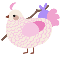 A cream and pink chicken with a lace pattern