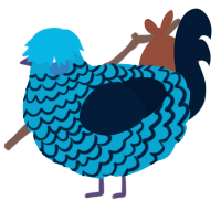 A cerulean and tumblr chicken with a lace pattern